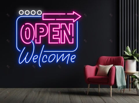 Open Welcome Neon Sign, Welcome Sign For Business Decor, Custom Led Sign,  Open LED Lights, Neon Sign For Shop, Modern Open Sign - Lynseriess