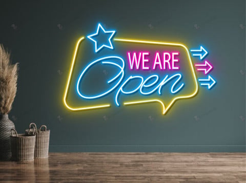 We Are Open Neon Sign, Welcome Sign For Business Decor, Custom Led Sign,  Open LED Lights, Neon Sign For Shop, Modern Open Sign - Lynseriess