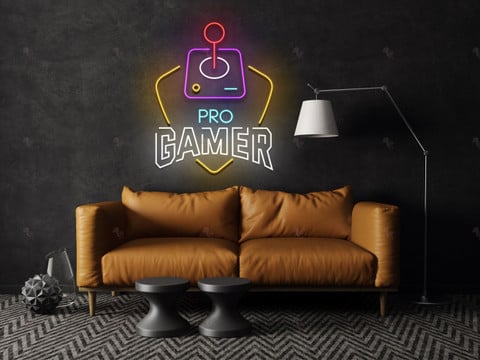 Pro Gamer Neon Sign, Pro Gamer Led Light, Boys Wall Art Gamer