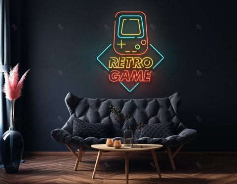 Retro Game Neon Sign, Retro Game Led Light, Boys Wall Art Gamer