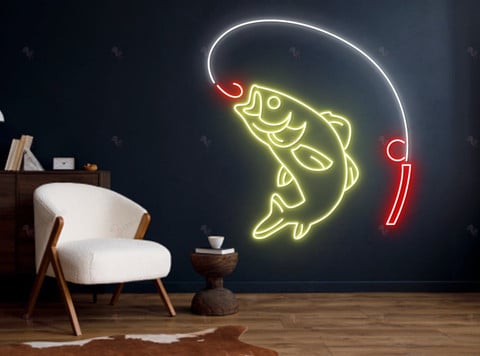 Fishing Neon Sign, Fishing Fish Led Light, Fishing Wall Art, Handmade Neon  Sign, Fish Man Cave Decor, Bass Fish Cabin Game Room - Lynseriess