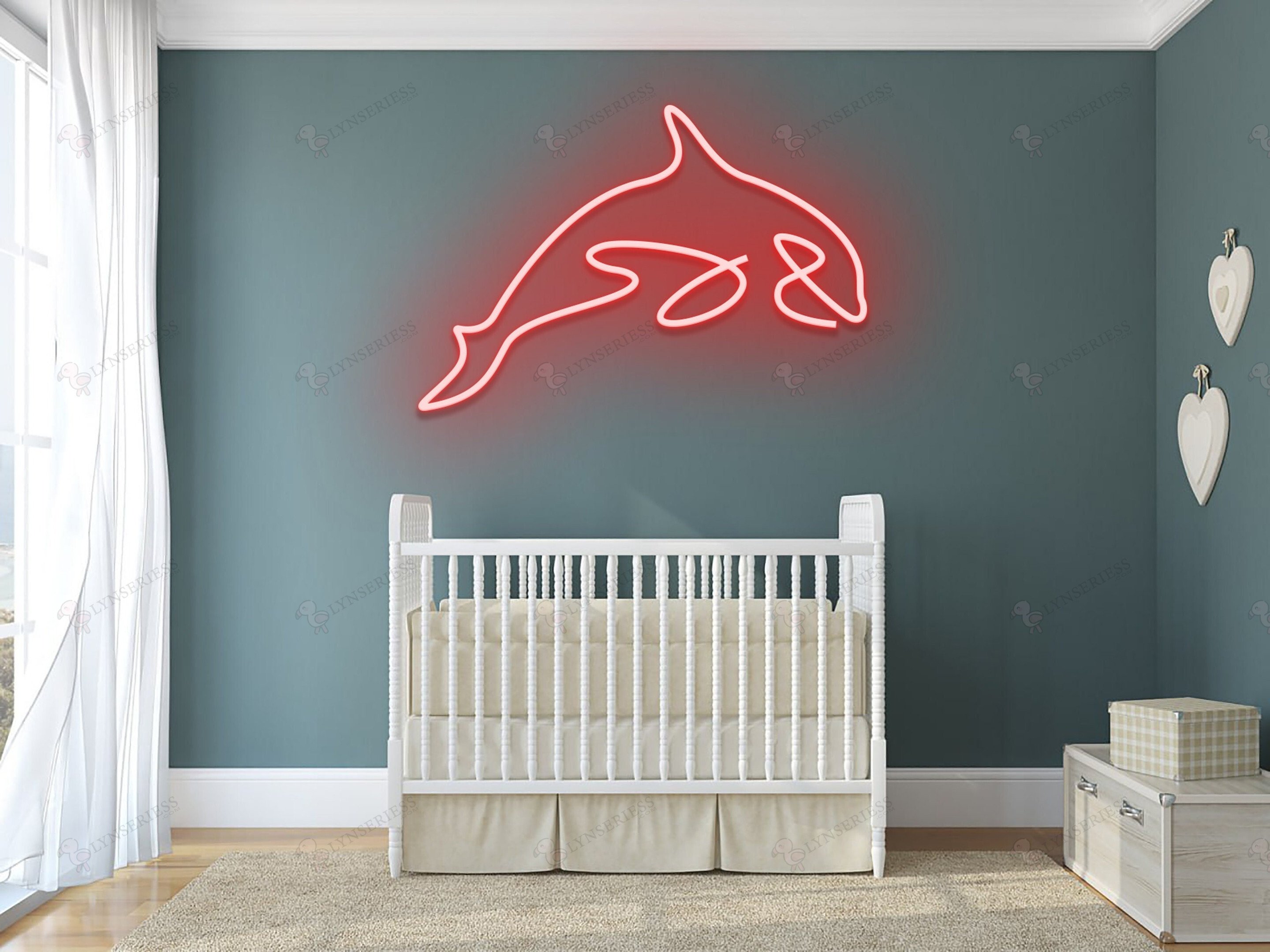 Dolphin Neon Sign, Dolphin Led Light, Fishing Wall Art, Nursery Deco Gift,  Handmade Neon Sign, Nursery Bedroom, Newborn Room Decor - Lynseriess
