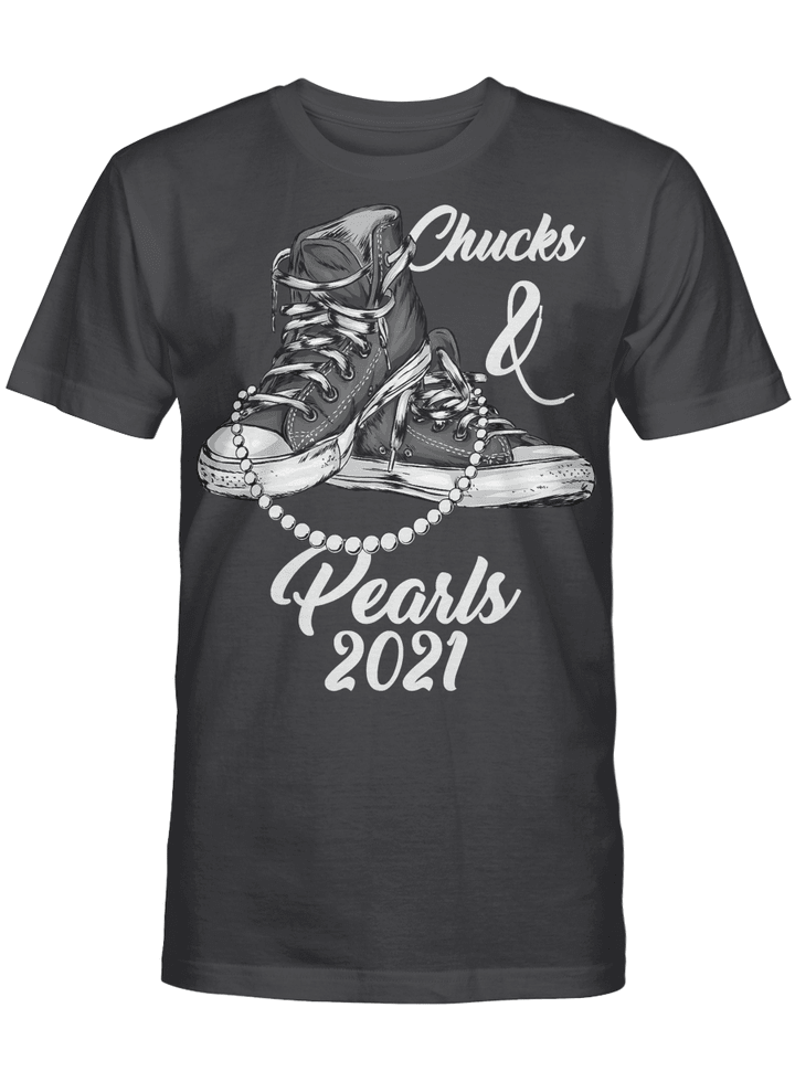 Chucks and Pearls Funny Teacher Vintage Valentine Apparel T-Shirt