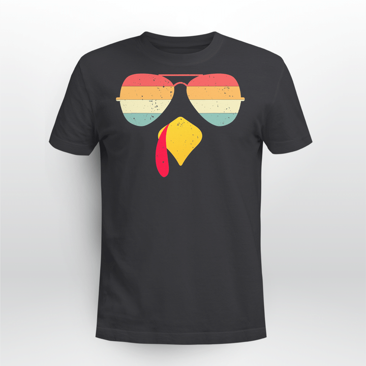 Cool Turkey Face With Sunglasses Funny Thanksgiving For Boys T-Shirt