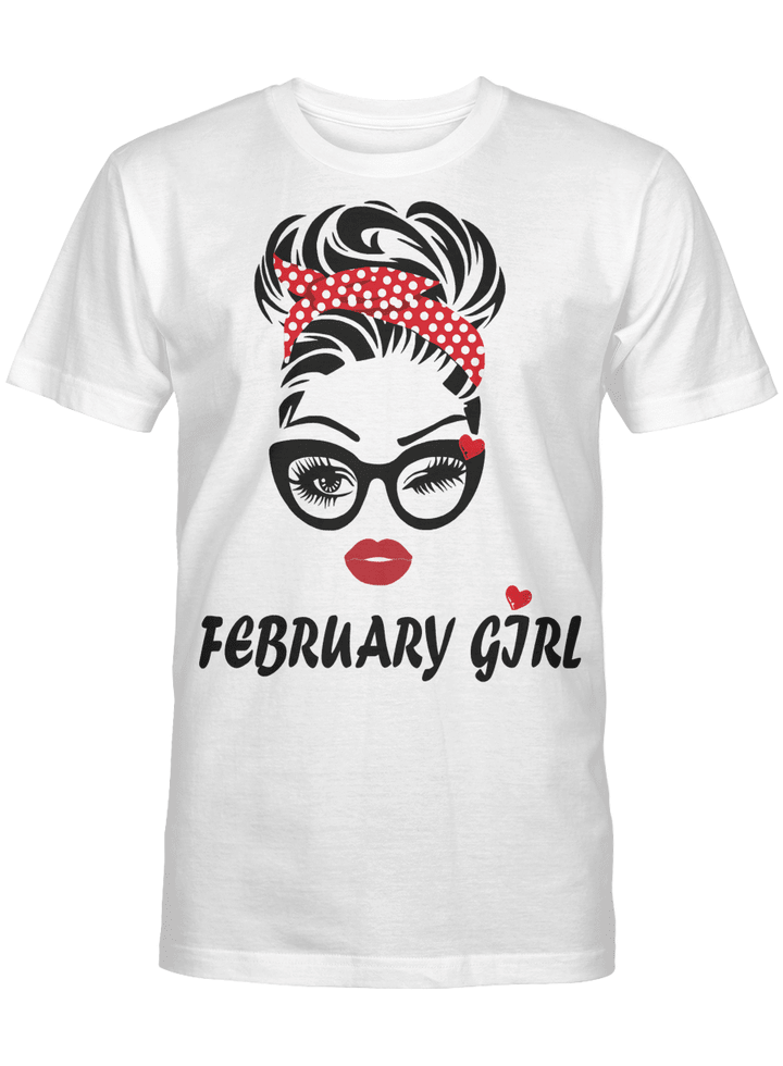 Women February Girl Wink Eye Woman Face Was Born In February T-Shirt