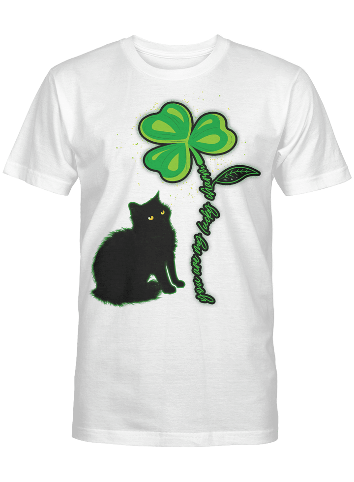 St Patricks Day Black Cat Shirt My Lucky Charm Women's Men T-Shirt
