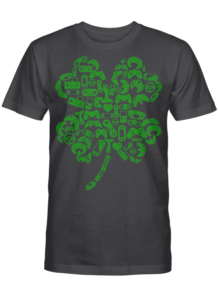 Boys Gamer Gift Game Shamrock St Patricks Day Irish Men Kids T-Shirt