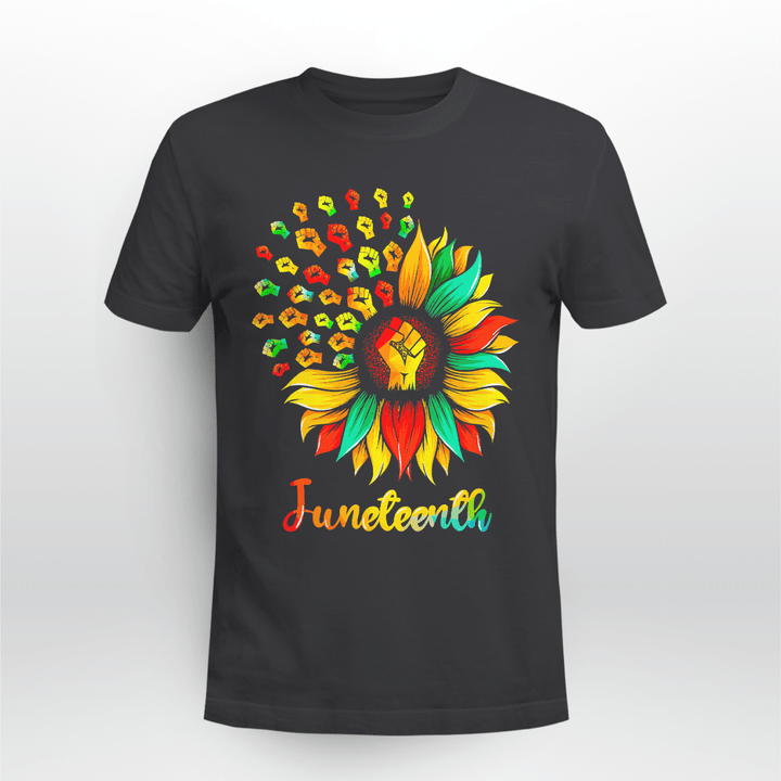 Sunflower Fist Juneteenth Black History African American T-Shirt