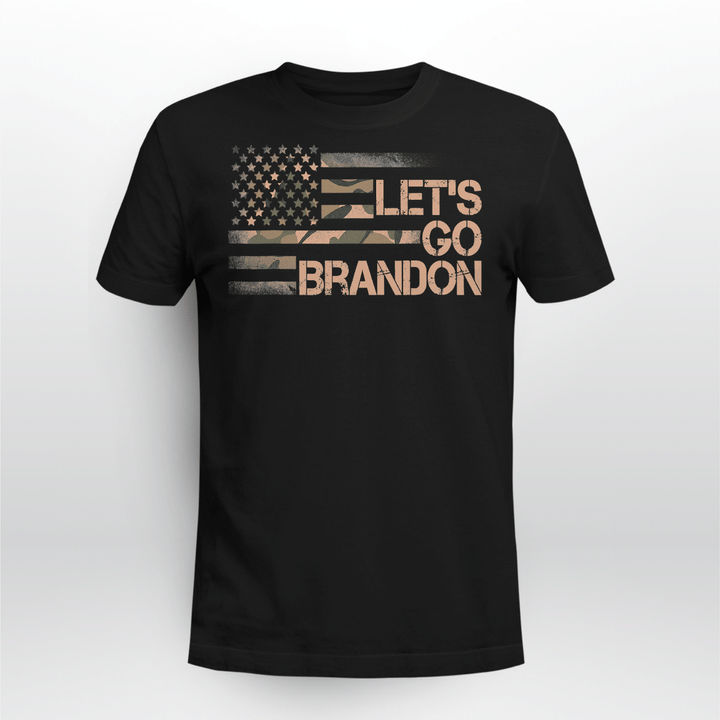 Let's Go Brandon Lets Go Brandon Camouflage American Flag T-Shirt