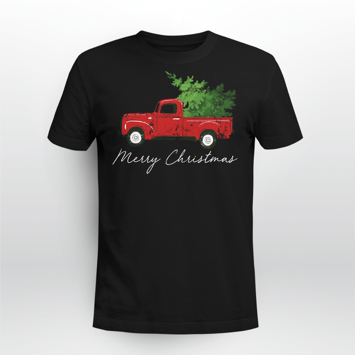 Vintage Wagon Christmas Long Sleeve Shirt - Tree on Truck
