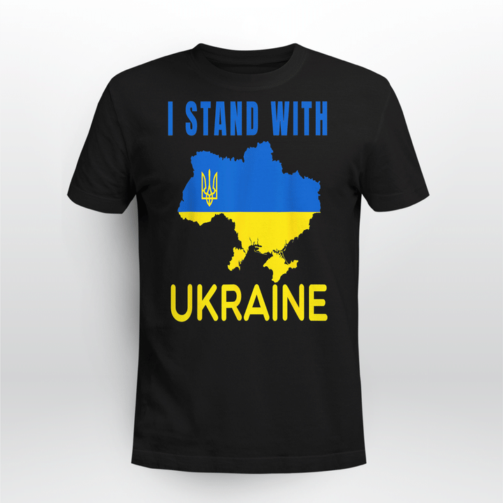 I stand with Ukraine flag emblem map patriot T-Shirt