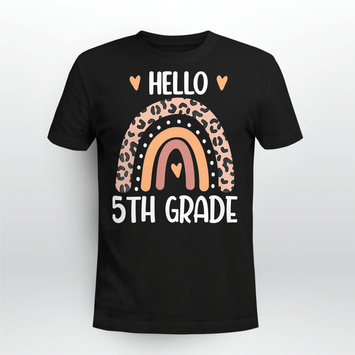 Hello 5th Grade Rainbow Teachers Kids Back to School Funny T-Shirt