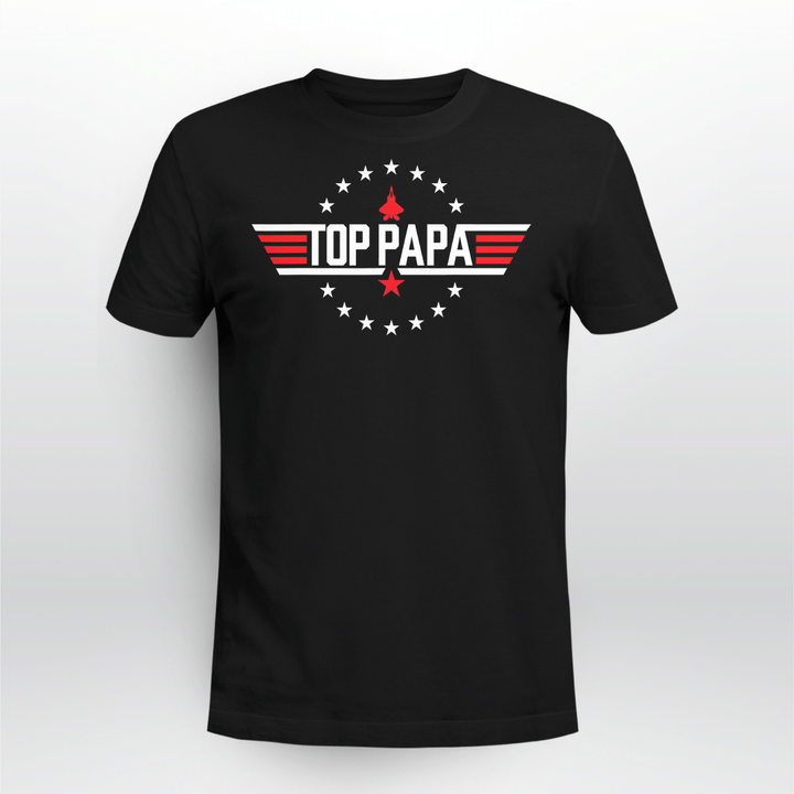 Top papa Birthday Gun Jet Fathers day Funny 80s Father Air T-Shirt