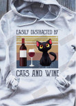 Easily Distracted By Cats And Wine T-Shirt