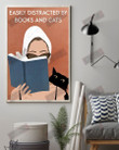 Easily Distracted By Books And Cats Vertical Poster