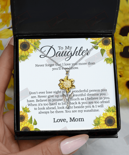 To My Daughter Sunflower Silver Pendant Necklace