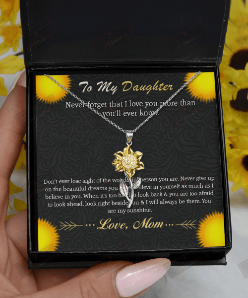 Daughter Never Forget That Sunflower Silver Pendant Necklace