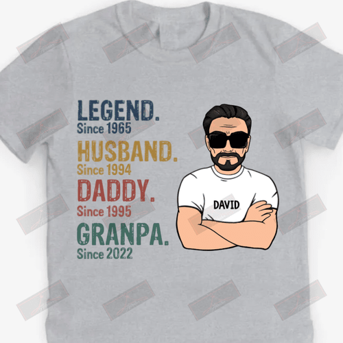 Legend Husband Daddy Grandpa Black Hair T-shirt