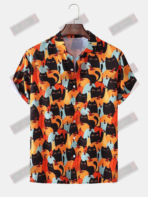 Cat and Pumpkin Hawaiian Shirt