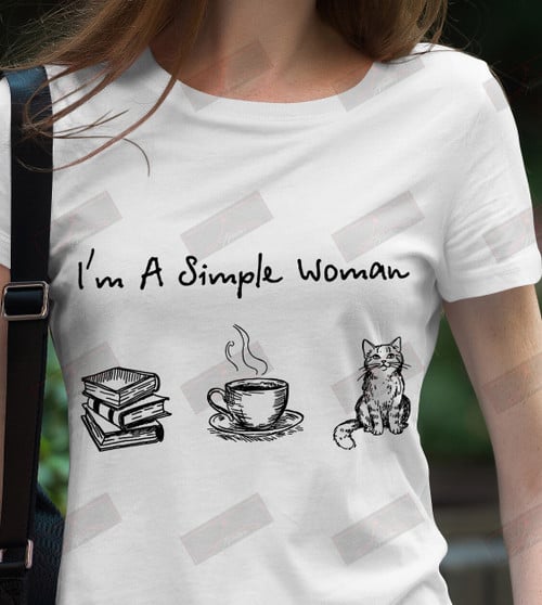ETT1874 I'm A Simple Woman Book Coffee And Cat