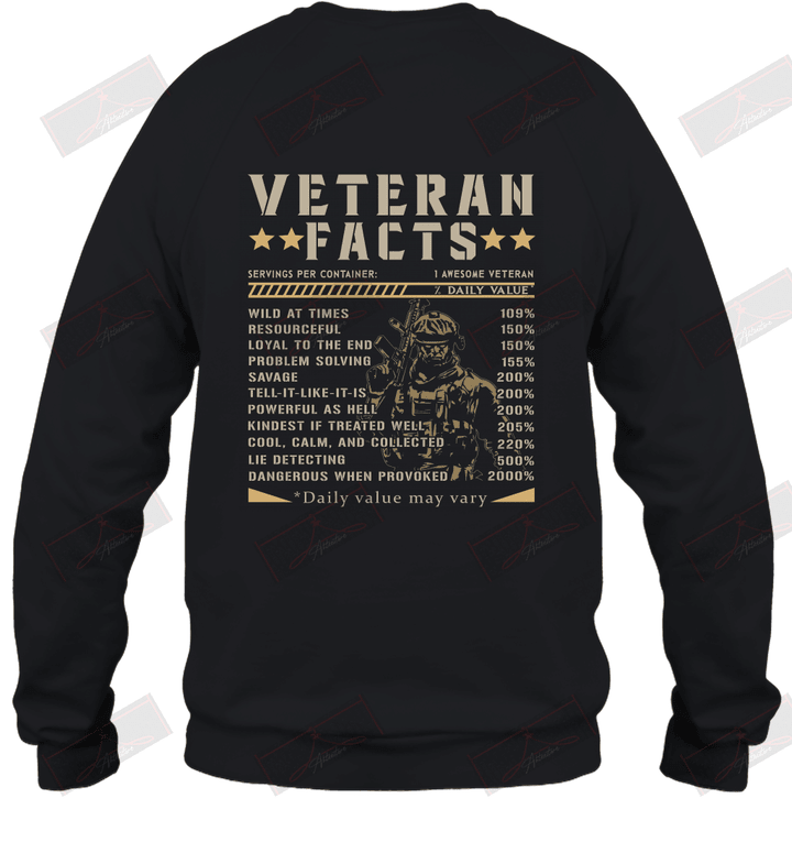 Veteran Facts Daily Value May Vary Sweatshirt