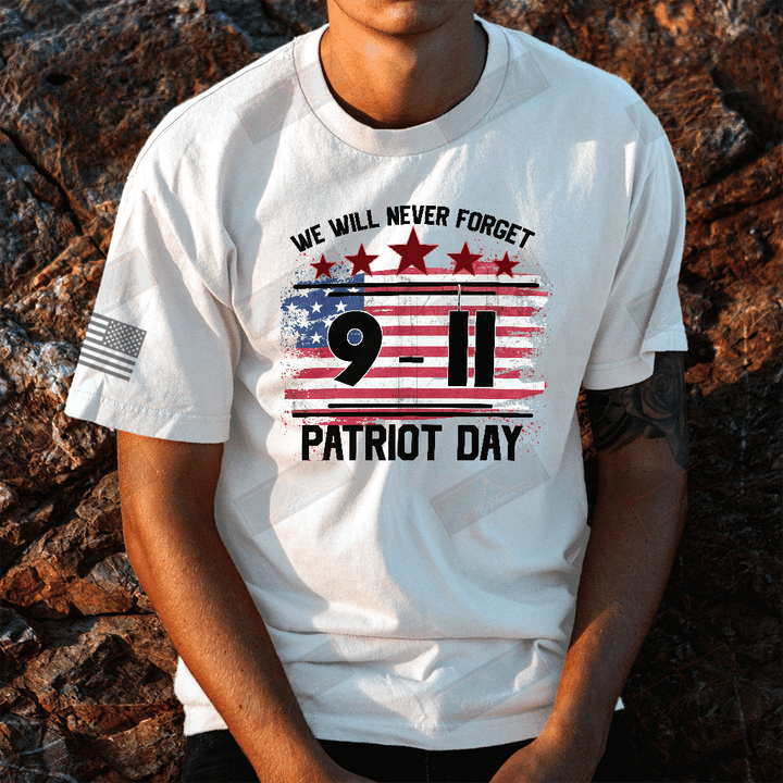 We Will Never Forget 9.11 Patriot Day Full T-shirt Front