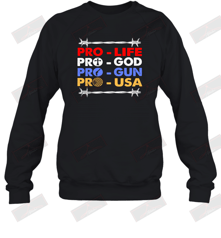 Pro Life Pro God Pro Gun Pro Usa Sweatshirt