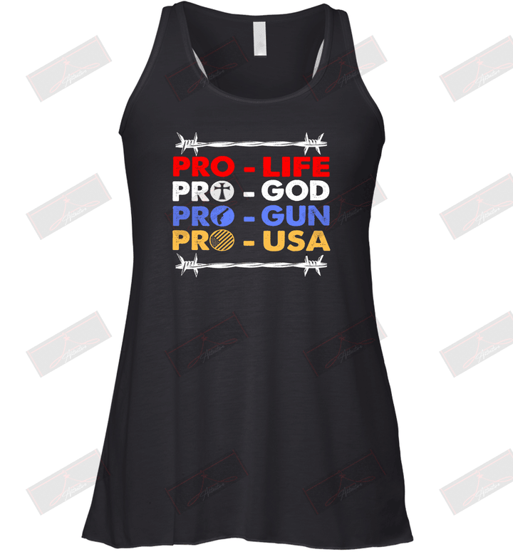 Pro Life Pro God Pro Gun Pro Usa Racerback Tank