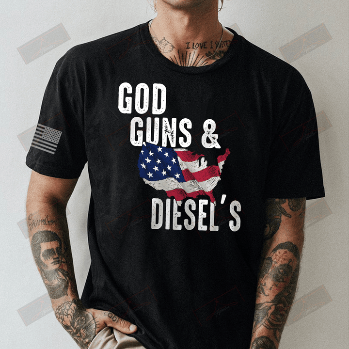God Guns & Diesel's Full T-shirt Front