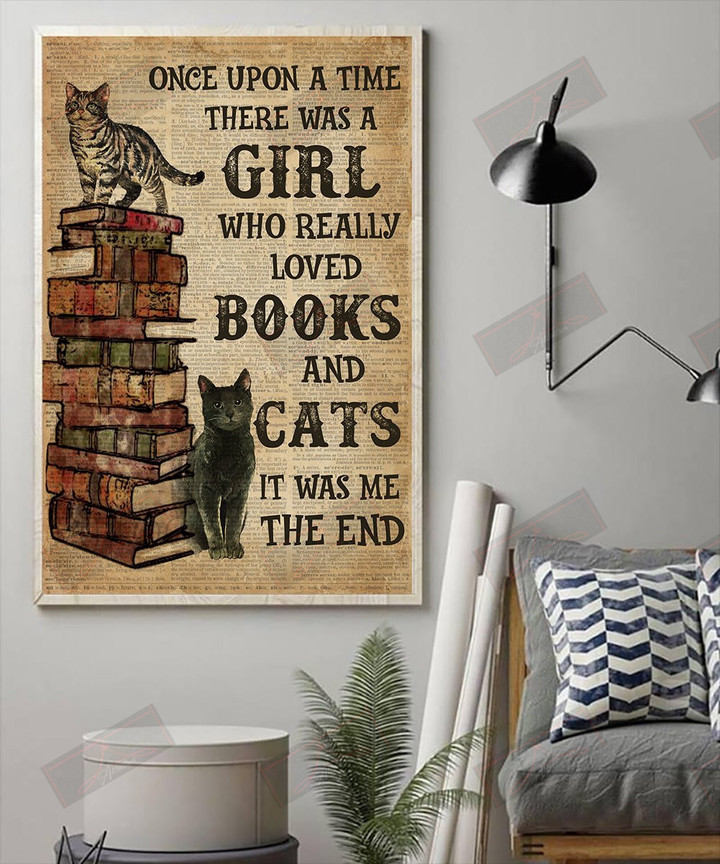 ETTA130 Once Upon A Time There Was A Woman Who Really Loved Books And Cats Vertical Poster
