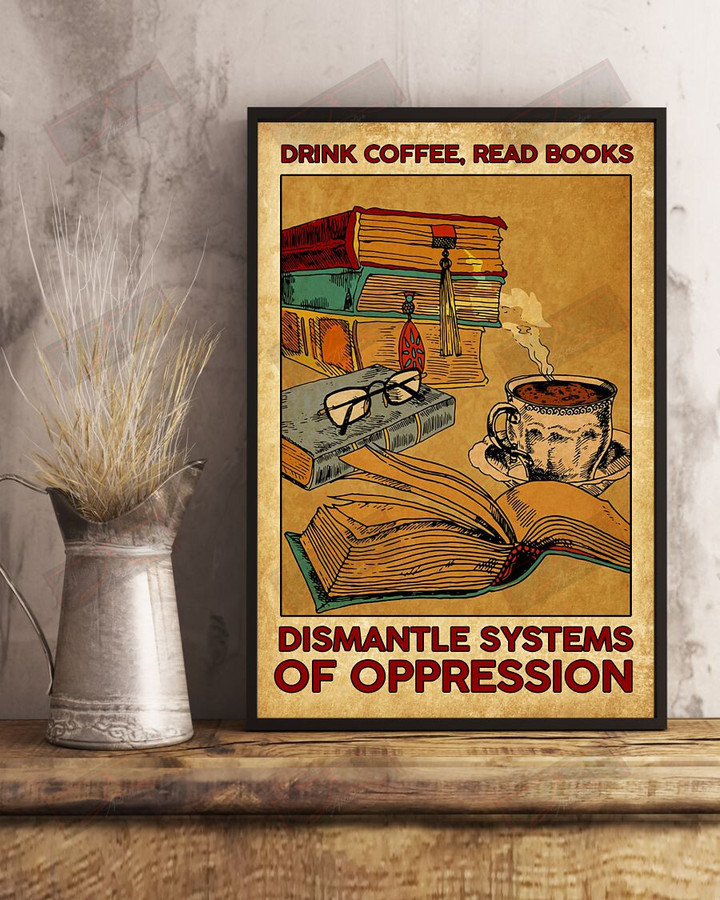 Drink Coffee Read Books Vertical Poster