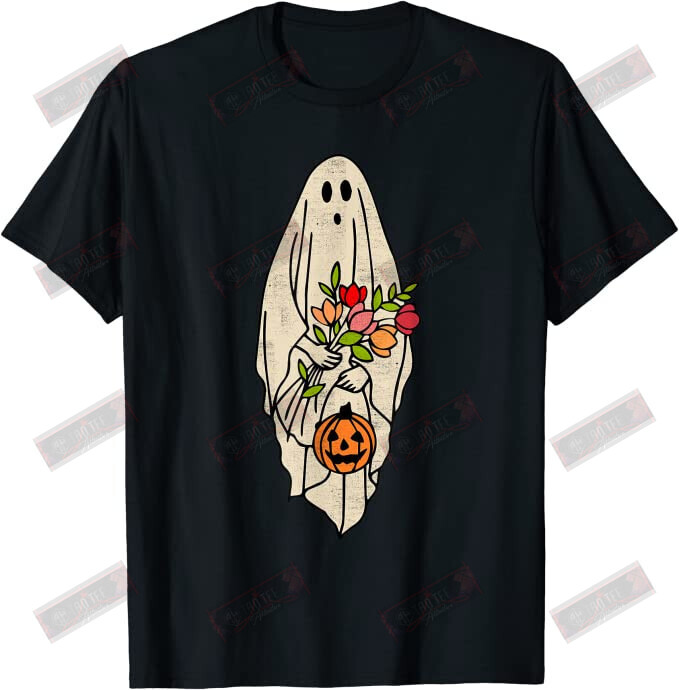 Vintage Floral Ghost Halloween T-shirt