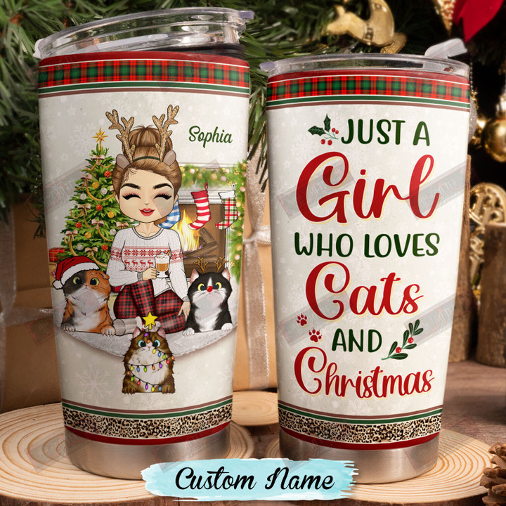 Just A Girl Who Loves Cats And Christmas Tumbler