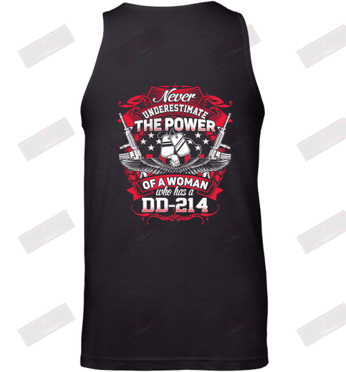 Never Underestimate The Power Of A Woman Who Has A DD 214 Tank Top