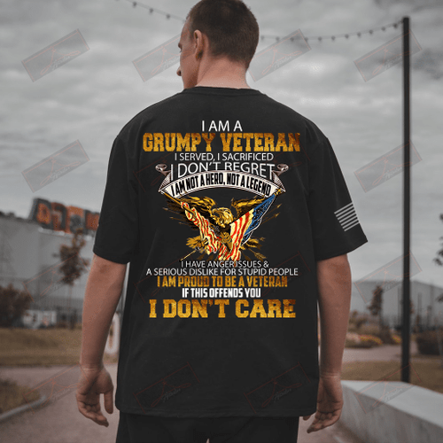 I Am A Grumpy Veteran Full T-shirt Back