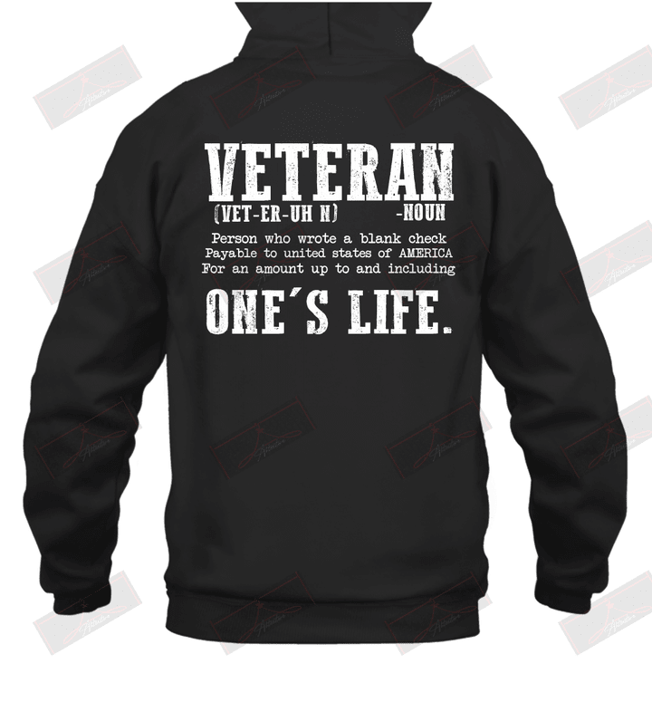 Veteran Definition A Person Who Wrote A Blank Check Hoodie