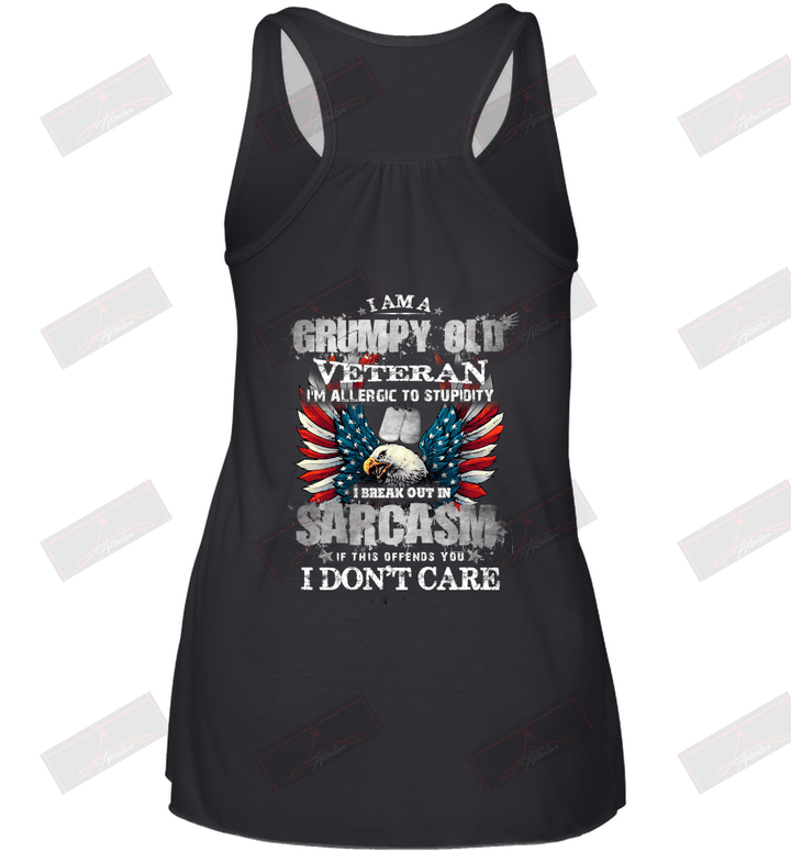 I'm A Grumpy Old Veteran I'm Allergic To Stupidity I Break Out In Sarcasm Racerback Tank