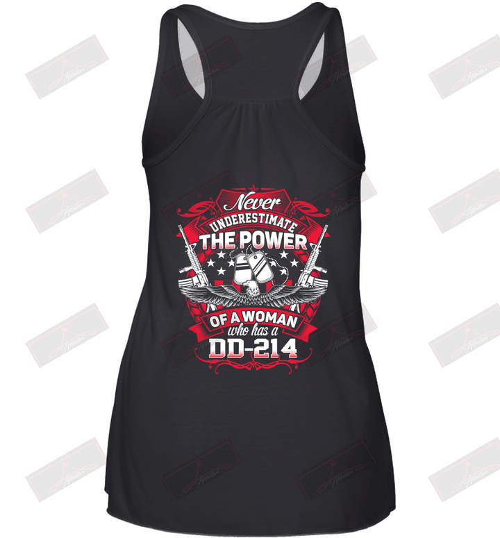Never Underestimate The Power Of A Woman Who Has A DD 214 Racerback Tank