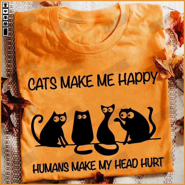 ETT1519 Cats Make Me Happy Humans Make My Head Hurt