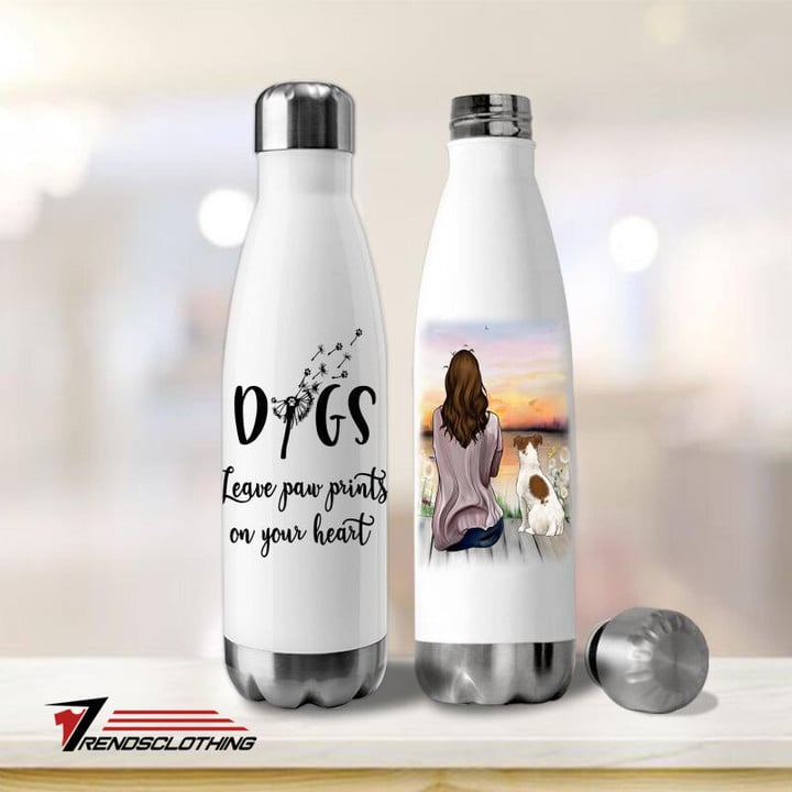 Jack Russell Terrier Dogs Leave Paw Prints On Your Heart Insulated Water Bottle