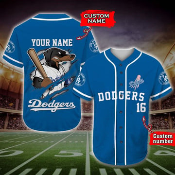 Personalized Los Angeles Dodgers Mascot All Over Print 3D Baseball Jersey-TPH  - Love My Family Forever