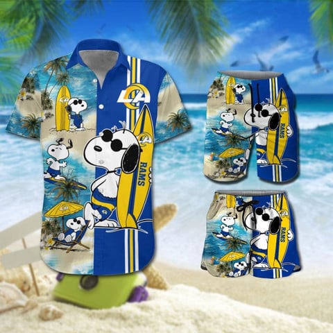 Los Angeles Rams Snoopy All Over Print 3D Hawaiian Shirt & Beach