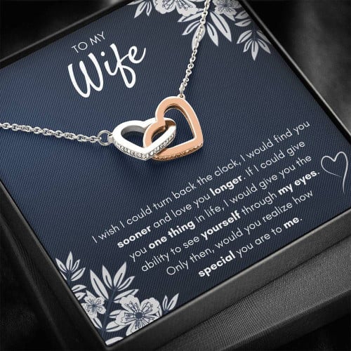 TO MY WIFE "FIND YOU SOONER" INTERLOCKING HEARTS NECKLACE GIFT SET
