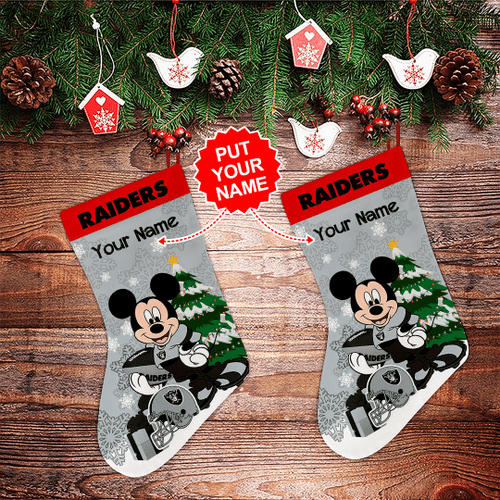 Personalized Las Vegas Raiders Mickey Mouse Christmas Stocking-TPH