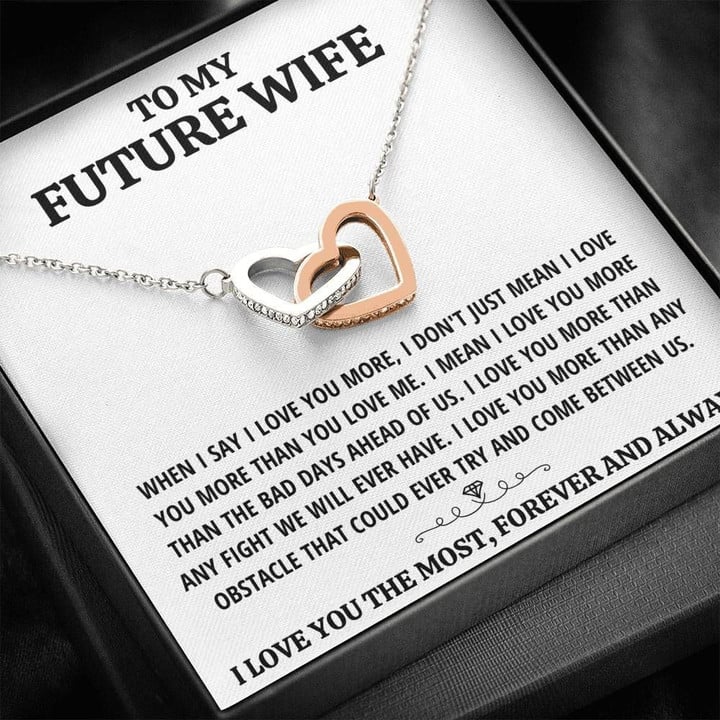 TO MY FUTURE WIFE "THE MOST - WHITE" INTERLOCKING HEARTS NECKLACE GIFT SET