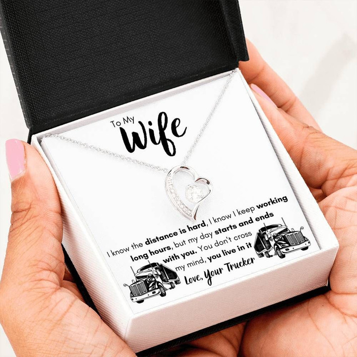 TO MY WIFE "LOVE, YOUR TRUCKER" HEART NECKLACE GIFT SET