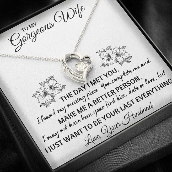 TO MY GORGEOUS WIFE "LAST EVERYTHING" FOREVER LOVE NECKLACE GIFT SET