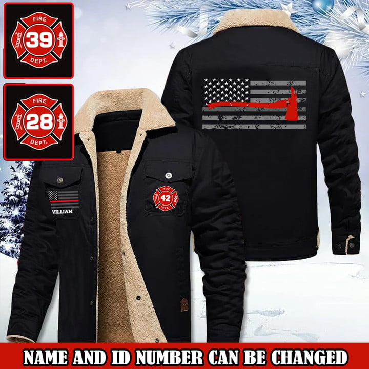 PERSONALIZED US FIREFIGHTER CUSTOM NAME & ID Fleece Jacket XTKH7862