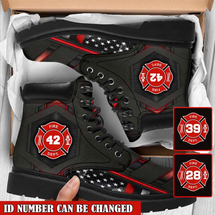 PERSONALIZED US FIREFIGHTER CUSTOM ID Boots XTKH7868