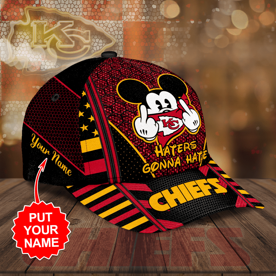 Personalized Kansas City Chiefs Mickey Mouse Hater Gonna Hate All Over  Print 3D Classic Baseball Cap/Hat - Black Red-TPH - Love My Family Forever